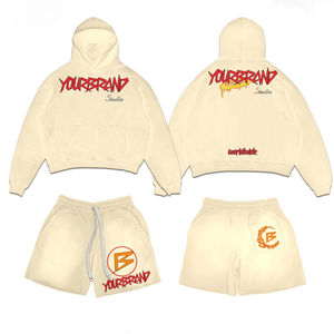 Manufacturer's New Arrival Custom Men's <b>Hoodie</b> and Shorts Set Street Style Cotton Two-Piece Printed <b>hoodies</b> and shorts set's - Product Image 1