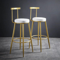 Moderner Barhocker aus Metall mit Rückenlehne und Kissens itz, hoher Theken stuhl für Küchen insel, Café, Bar und Restaurant