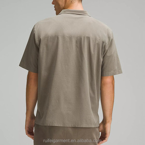 Custom Design Anti-Wrinkle Breathable Quick Drying Summer Casual Beach Oversized Short Sleeve Chest Pocket V-neck Button 100% - Product Image 3