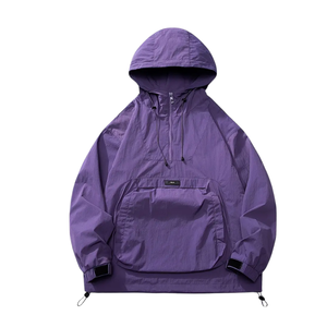 Chaqueta informal de manga larga con cuello levantado para hombre, chaqueta holgada con estampado de montaña y bolsillos para exteriores, media cremallera - Product Image 2