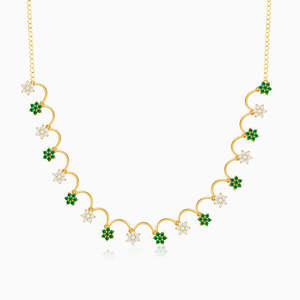 Blake <b>Necklace</b> with Golden Zircon Diamond <b>Pearl</b> Rhodium Plated White Gold Trendy Link Chain for Wedding Engagement or Gift - Product Image 3