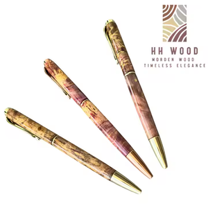 Bolígrafo de Madera Burl Hecho a Mano de Lujo HH WOOD, Colección Citrino, Tinta Azul/Negra/Roja, Impresión de Troquelado para Bolígrafo Promocional - Product Image 1