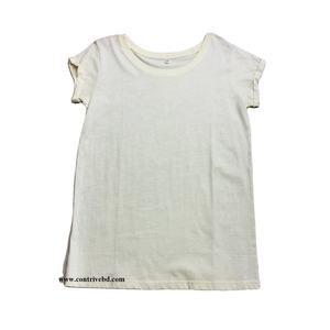 T-shirt en coton de haute qualité pour femmes décontracté à manches courtes O Neck Design Plus Size Light Weight Breathable Solid Color Logo Screen - Product Image 1