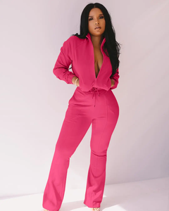 Jogger 2 pièces de vêtements de fitness avec logo personnalisé ensemble de sweatshirts jogging doux en coton/élasthanne de haute qualité survêtements pour femmes - Product Image 1