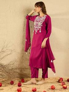 Nuevo Lanzamiento de 3 piezas indio pakistaní Salwar Kameez conjunto pura viscosa Chanderi seda Reversible Casual vestido de novia secuencia - Product Image 3