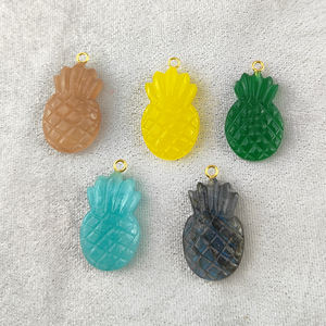 Vente chaude fait à la main 925 pendentif en argent Sterling pierre précieuse ananas forme sculpture Vermeil or lunette réglage femmes à la mode - Product Image 6