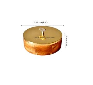 <b>Large</b> Capacity <b>Wooden</b> Roti <b>Box</b> with Metal Lid Sleek Design Suitable for Storing Roti Parathas or Tortillas at Home or Events - Product Image 6