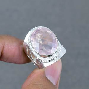2025 Export Quality <b>Rose</b> <b>Quartz</b> Solid 925 Silver Plated Brass Bezel Gemstone <b>Ring</b> <b>Rose</b> Custom Jewelry Manufacture - Product Image 4