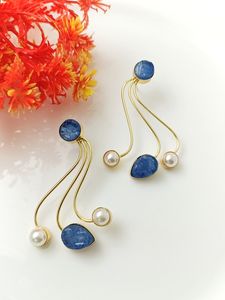 จี้รูปไข่ที่งดงามชุบทอง, งานฝีมือ, ต่างหูแบบวงกลมพร้อมประดับหินอาเกตสำหรับงานแต่งงาน - Product Image 2