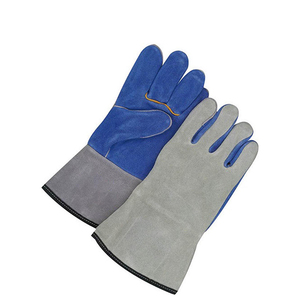 Vente en gros de gants de travail fendus de vache construction hiver protection des mains 16 pouces Gauntlet noir gris double cuir de vachette renforcé - Product Image 5