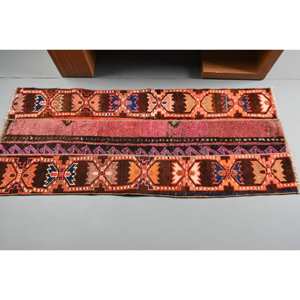 Alfombra de tejido plano de lana con estampado Kilim de 2,1x5,1 pies, estilo turco, rosa, marrón, alfombra para sala de estar, diseño de pasillo rectangular de látex - Product Image 3