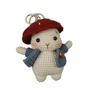 Nuevo Colgante de Ganchillo Hecho a Mano, Muñeco de Conejo Retro con Sombrero Rojo de Hilo, Lindo Amuleto para Bolso con Ojos Grandes - Product Image 5