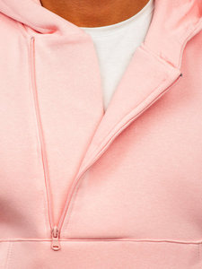 เสื้อฮู้ดสำหรับผู้ชายสีชมพูล้วนใส่ได้ทุกขนาดเสื้อผ้าลำลองแบบปักโลโก้สำหรับฤดูหนาวผ้าฝ้าย100% - Product Image 4