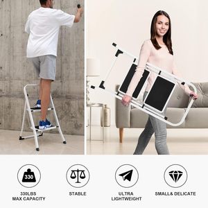 Sgabelli Pieghevoli Portatili dal Design Minimalista con Pedale Antiscivolo, Capacità 330 libbre, 2 o 3 Gradini - Product Image 3