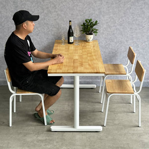 CBCF295 Iron Frame and Rubber Wood Cafe & <b>Restaurant</b> Table & Chair <b>Set</b> Square Pattern Booth Seat for Coffee Shops & Hotels - Product Image 4