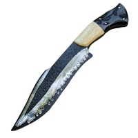 Desain baru 2025 buatan tangan kustom D2 baja pisau Bowie dengan tulang unta & tanduk banteng menangani selubung kulit Premium sempurna.