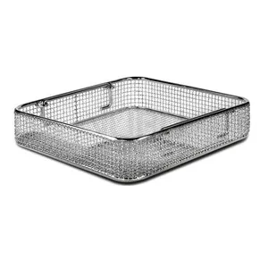 Best Quality Holloware Surgical Mesh Wire Tray Dental Sterilization Mesh Tray Rack Mesh Box Stainless Steel Tray