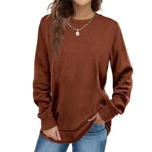 Nueva llegada de lujo de manga larga cuello redondo hombro pendiente sólido cómodo Casual mujer sudadera de algodón de Bangladesh - Product Image 5