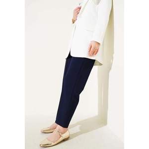 Bleu marine taille élastique jambe large Palazzo pantalon pour femmes respirant Flare Style pantalon décontracté taille XL lavage coloré - Product Image 3