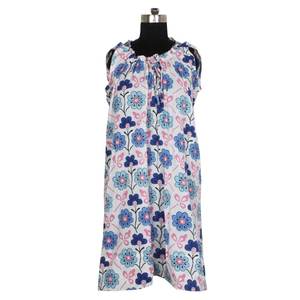 Dernière main bloc imprimé tissu Kurti tunique en coton pour femmes vêtements de fête décontractés top blouse prix de gros dernière conception coton - Product Image 5