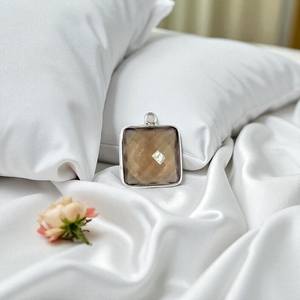 10mm simple boucle lien breloque connecteurs 925 argent Sterling naturel fumé Quartz Checker coupe lunette réglage collier pour les femmes - Product Image 6