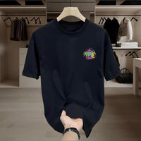 T-shirt décontracté à col roulé pour homme, 100 % coton tricoté, coupe classique, vente en gros à prix réduit, assortiment en vrac