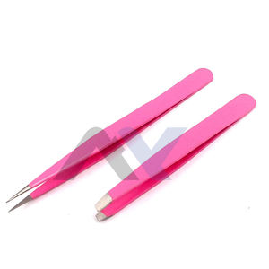 Fiber Tips Pince À Cils Sentiment Confortable Rose Couleur Extension De Cils Cas Pince À Cils En Acier Inoxydable - Product Image 1