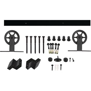INTERSTEEL Complete Set Wall Mounting <b>Black</b> Wooden Doors Sliding System 450120 100 Kg Capacity Curtain Poles Tracks Accessories - Product Image 1