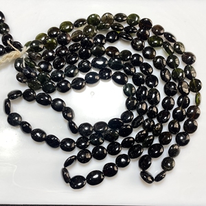 Perles ovales unies en tourmaline noire Pierre précieuse en tourmaline verte lisse pour la fabrication de bijoux Perles en pierre naturelle - Product Image 3