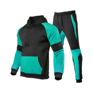 Chándal personalizado de 2 piezas para hombre, Sudadera con capucha para correr de invierno, pantalones de chándal en contraste de colores, conjunto de Jogger deportivo con pantalones de sudadera - Product Image 5