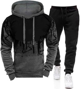 Custom High Quality Printing Tracksuit 100% <b>Cotton</b> French Terry <b>Raw</b> Hem Cut and Sew Hoodie Sweatpants and Hoodie Tracksuit - Product Image 4
