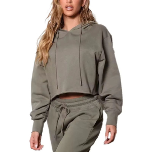 Chándal de 2 piezas de ropa deportiva de mujer de algodón OEM al por mayor, chándal de gimnasio de alta calidad con capucha y chándal para mujer - Product Image 6