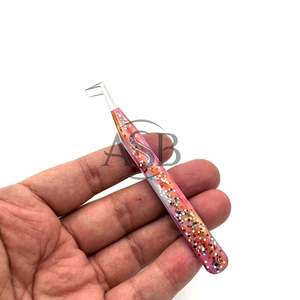 90 Degree Slim Boot <b>Tweezers</b> With Glitter Stainless Steel Customised Logo Printing Eyelash Extension <b>Tweezer</b> - Product Image 1