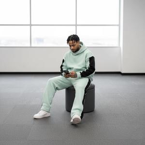 Ensembles de survêtements pour hommes, logo personnalisé, poids lourd, deux pièces, pantalons évasés, imprimés en relief, survêtements oversize, survêtement - Product Image 1