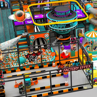 Parc de trampolines intérieur néon, structure d'escalade, piscine à balles, toboggan, équipement personnalisé pour centre de divertissement familial