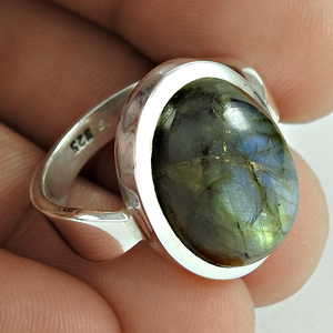 Natural Blue Fire Labradorite Gemstone 925 Sterling Silver Oval Shape <b>Ring</b> Custom Design Jewelry Manufacturer <b>Indian</b> Exporter - Product Image 4