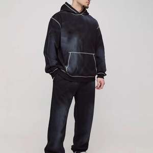 2025 High Quality Distress Hoodie and Sweatpants Set Suit Vintage Zip up Tracksuit Custom <b>Sweat</b> Flare <b>Pant</b> Acid Wash Men's - Product Image 3