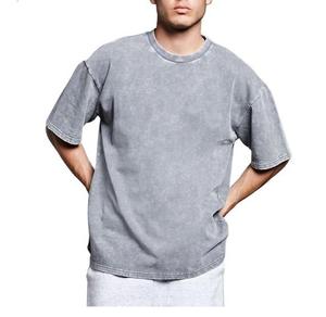 Camiseta en blanco Vintage lavada, camisetas con agujeros rasgados de algodón liso, camisetas de talla grande con hombros caídos irregulares, venta al por mayor, OEM - Product Image 6