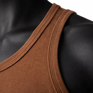 Camiseta sin mangas sostenible para hombre, de color sólido, con cuello redondo, ecológica, de bambú, informal, tejida. - Product Image 4