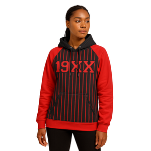 DST Delta Black Body Red Raglan Pinstripes Sudadera con capucha Mezcla de algodón Hermandad griega Ropa Divine Nine HBCU Greek Life Año de fundación - Product Image 1