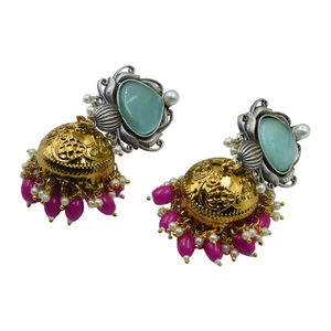 Pearl beads brass <b>earrings</b> jewelry women Fashion <b>stud</b> <b>earrings</b> for ladies kundan jhumka <b>earrings</b> indian traditional gold plated - Product Image 3