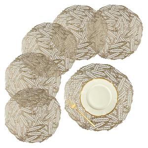 Fabricante a granel de juego de 6 manteles metálicos de Color dorado con color personalizado con medidas 40x40 cm a precios mayoristas - Product Image 1