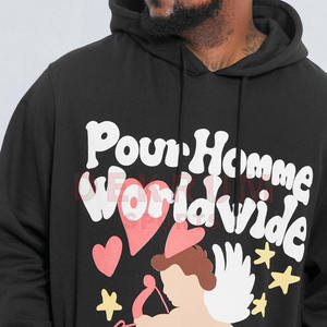 Sweat à capuche respirant uni pour homme avec logo personnalisé OEM, impression en relief, coupe classique, 100 % coton, design zippé pour l'hiver, vente en gros - Product Image 3