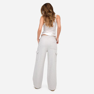 Pantalon évasé à taille haute élastique et poches amples pour femme, en toile, collection automne-hiver, avec service personnalisé – Dernier design - Product Image 5