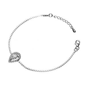 CLARA สร้อยข้อมือเงินแท้ 925 รูปทรงลูกแพร์ประดับเพชรซิร์โคเนียสวิส ของขวัญสุดเก๋สำหรับผู้หญิงและเด็กผู้หญิง - Product Image 1