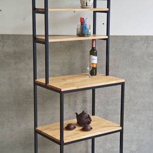 Foldable Standing <b>Kitchen</b> <b>Rack</b> with Rubber Wood & Iron Frame for Microwave Oven <b>Storage</b> - Product Image 6