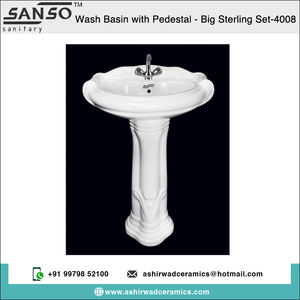 Meilleur prix concurrentiel pour le lavabo ovale en céramique blanche de finition brillante avec l'approvisionnement en vrac de piédestal des articles sanitaires à vendre - Product Image 2