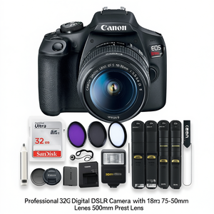 กล้องดิจิตอล DSLR ระดับมืออาชีพ 32G พร้อมเลนส์ 18-55 มม. และ 75-300 มม. เลนส์พรีเซ็ต 500 มม. - Product Image 2