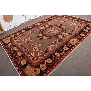 Tapis en laine patchwork marron et rouge traditionnel vintage de 6.5x9.9 pieds avec support en latex - Product Image 2