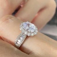 Bague Halo en Argent Sterling 925 avec Moissanite Couleur D VVS, Vente Chaude, Personnalisable, pour Mariage, Vente en Gros